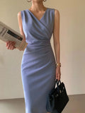 Women's Spring-Summer V-Neck Sleeveless Dress